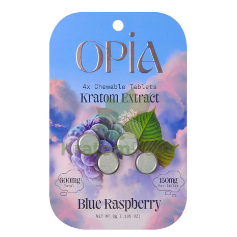Opia Blue Raspberry Kratom Extract Tablets 150mg 4 tablets