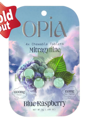 Opia Blue Raspberry Mitragynine Tablets 150mg 4 tablets