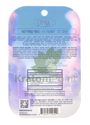 Opia Blue Raspberry Mitragynine Tablets 150mg 4 tablets