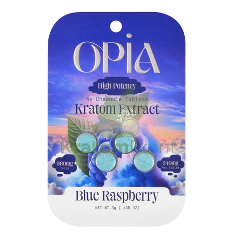 Opia High Potency Blue Raspberry Mitragynine Tablets 240mg 4 tablets - kratom extract