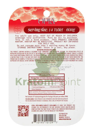 Opia High Potency Cherry Smash Mitragynine Tablets 240mg 4 tablets - kratom extract