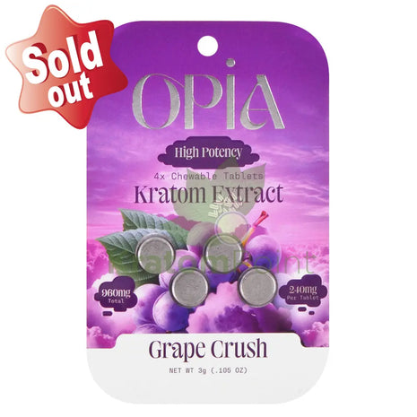 Opia High Potency Grape Crush Mitragynine Tablets 240mg 4 tablets - kratom extract