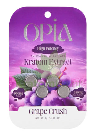 Opia High Potency Grape Crush Mitragynine Tablets 240mg 4 tablets - kratom extract