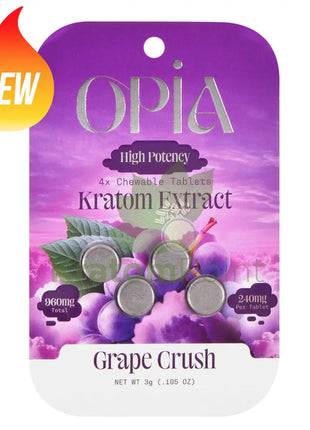 Opia High Potency Grape Crush Mitragynine Tablets 240mg 4 tablets - kratom extract