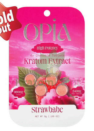 Opia High Potency Strawbabe Mitragynine Tablets 240mg 4 tablets - kratom extract