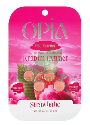 Opia High Potency Strawbabe Mitragynine Tablets 240mg 4 tablets - kratom extract