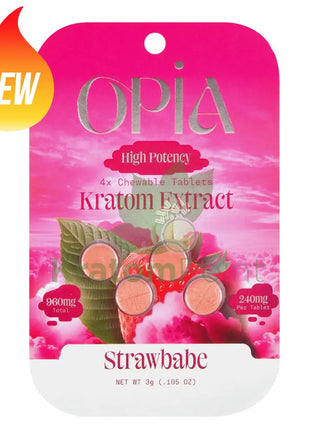 Opia High Potency Strawbabe Mitragynine Tablets 240mg 4 tablets - kratom extract