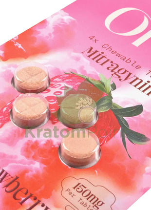 Opia Pink Strawberry Kratom Extract Tablets 150mg 4 tablets