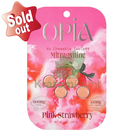 Opia Pink Strawberry Kratom Extract Tablets 150mg 4 tablets