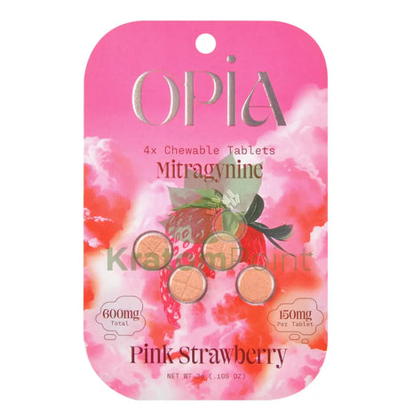 Opia Pink Strawberry Kratom Extract Tablets 150mg 4 tablets