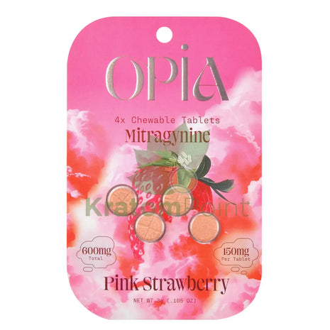 Opia Pink Strawberry Kratom Extract Tablets 150mg 4 tablets