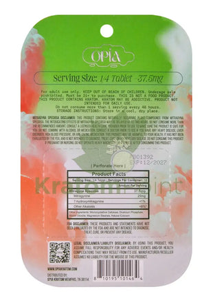 Opia Strawberry Watermelon Mitragynine Tablets 150mg 4 tablets - kratom extract