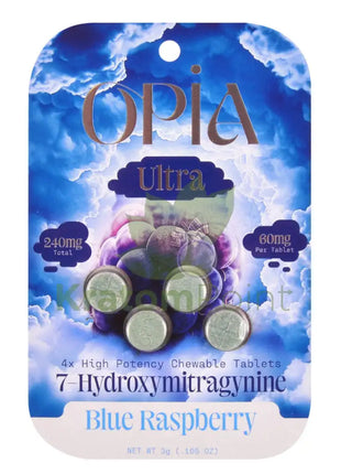 Opia Ultra 7-Hydroxymitragynine 60mg Blue Raspberry Tablets 4 count Hydroxy