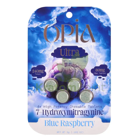Opia Ultra 7-Hydroxymitragynine 60mg Blue Raspberry Tablets 4 count Hydroxy