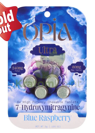 Opia Ultra 7-Hydroxymitragynine 60mg Blue Raspberry Tablets 4 count Hydroxy
