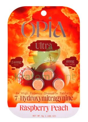 Opia Ultra 7-Hydroxymitragynine 60mg Raspberry Peach Tablets 4 count Hydroxy