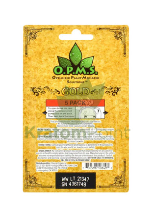 OPMS Gold kratom capsules, 5 count-back