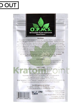 Opms Kratom 8G 16 Capsules Maeng Da Opms-back