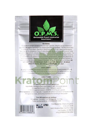 Opms Kratom 8G 16 Capsules Maeng Da Opms-back