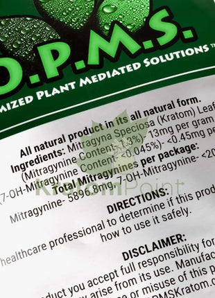Opms Kratom Powder 16Oz Green Vein Maeng Da Opms