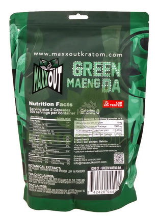 Pain Out (Maxx Out) Kratom Capsules 1000ct Green Maeng Da - pain out
