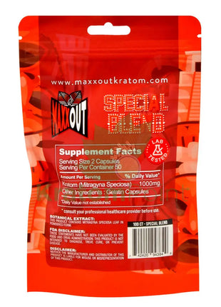 Pain Out (Maxx Out) Kratom Capsules 100Ct Special Blend Pain Out