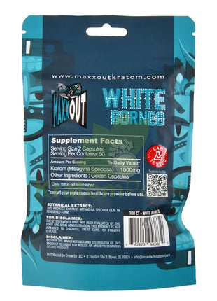 Pain Out (Maxx Out) Kratom Capsules 100ct White Borneo - pain out