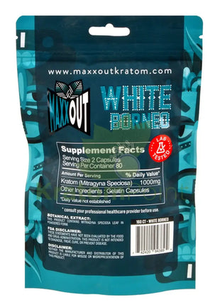 Pain Out (Maxx Out) Kratom Capsules 160Ct White Borneo Pain Out
