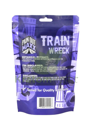 Pain Out Kratom 280 count capsules Train Wreck-back
