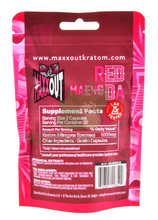 Pain Out (Maxx Out) Kratom Capsules 40ct Red Maeng Da pain out
