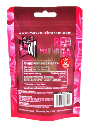 Pain Out (Maxx Out) Kratom Capsules 40ct Red Maeng Da pain out