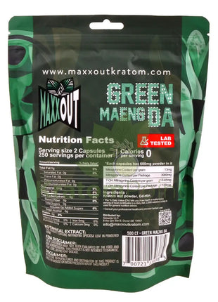 Pain Out (Maxx Out) Kratom Capsules 500ct Green Maeng Da - pain out