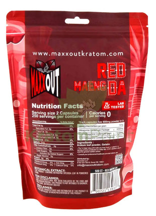 Pain Out (Maxx Out) Kratom Capsules 500ct Red Maeng Da - pain out