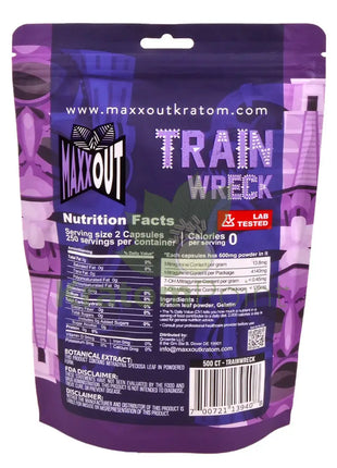Pain Out (Maxx Out) Kratom Capsules 500ct Train Wreck - pain out