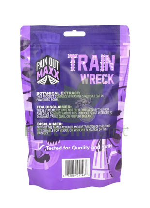 Pain Out Kratom 280 gram Powder Train Wreck-back