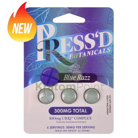 Press’d Botanicals 300mg Uriq Complex Blue Razz Tablets 3ct Cats claw