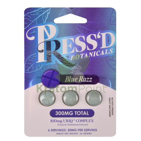 Press’d Botanicals 300mg Uriq Complex Blue Razz Tablets 3ct Cats claw