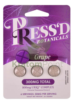 Press’d Botanicals 300mg Uriq Complex Grape Tablets 3ct Cats claw