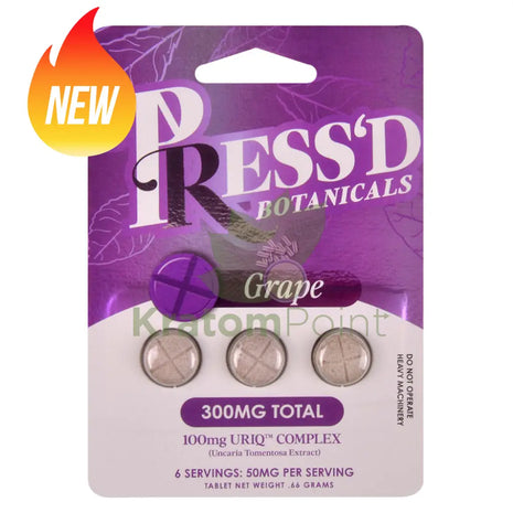 Press’d Botanicals 300mg Uriq Complex Grape Tablets 3ct Cats claw
