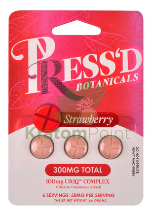 Press’d Botanicals 300mg Uriq Complex Strawberry Tablets 3ct Cats claw