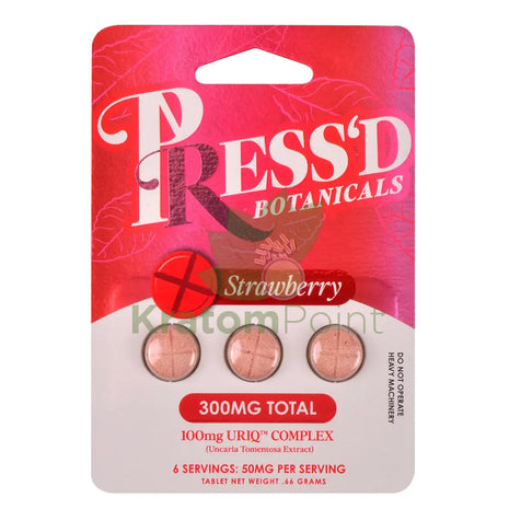 Press’d Botanicals 300mg Uriq Complex Strawberry Tablets 3ct Cats claw