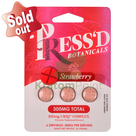 Press’d Botanicals 300mg Uriq Complex Strawberry Tablets 3ct Cats claw