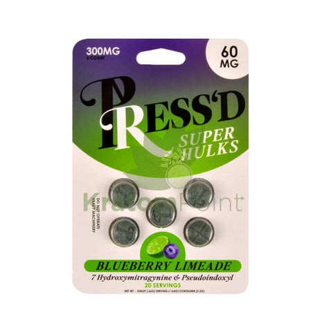 Press’d Super Hulk Kratom Blueberry Limeade 7 OH + Pseudo 5 Tablets Hydroxy