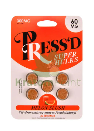 Press’d Super Hulk Kratom Melon Slush 7 OH + Pseudo 5 Tablets Hydroxy
