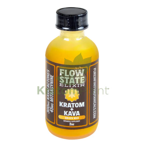 Pure Infinity Botanicals Flow State Elixir Golden Milk Kratom + Kava 2oz shot Kava & Kratom