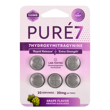 Pure7 Grape Rapid Release and Extra Strength 7-Hydroxy Tablets 5 count Hydroxy