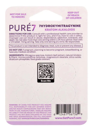 Pure7 Grape Rapid Release and Extra Strength 7-Hydroxy Tablets 5 count Hydroxy