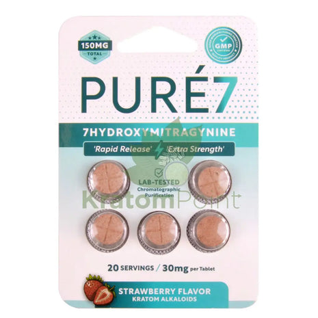 Pure7 Strawberry Rapid Release and Extra Strength 7-Hydroxy Tablets 5 count Hydroxy