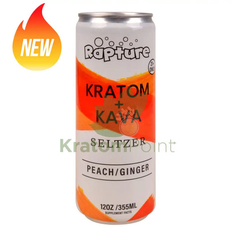 Rapture Kratom + Kava Seltzer 100mg Peach & Ginger 12oz can Kava & Kratom