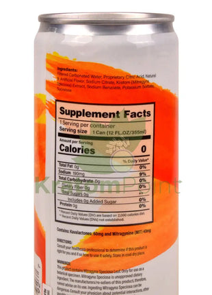 Rapture Kratom + Kava Seltzer 100mg Peach & Ginger 12oz can Kava & Kratom